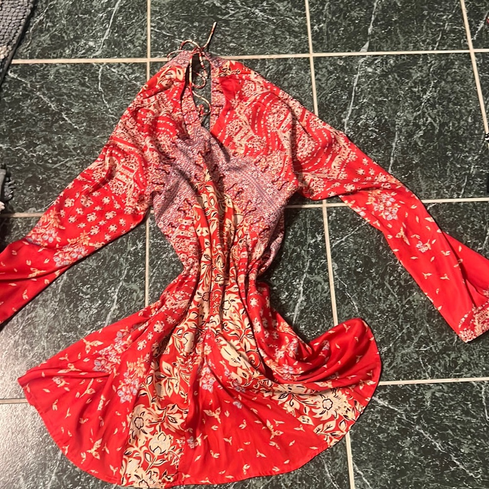 free people cute floral red dress